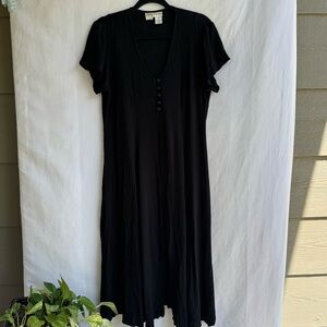 Vintage Betsy Lauren rayon black corset tie flowy maxi dress sz 8